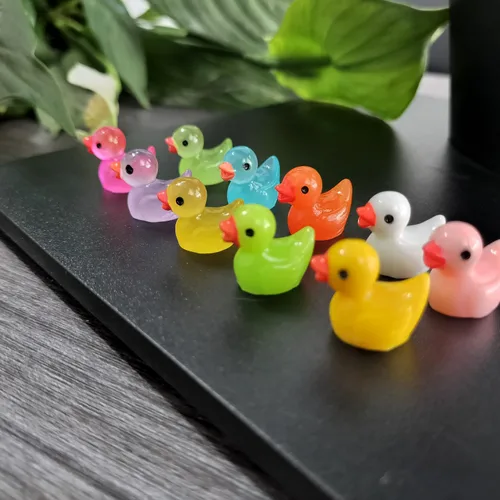 Miniatura 5 de Cidinge 100 piezas Mini patos luminosos y patos de resina para decoración de micro jardín y casa de muñecas