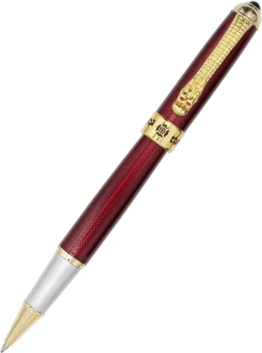 Gullor Bolígrafo de tinta líquida con clip de dragón dorado, recargable, bolígrafos ejecutivos de escritura suave para hombres y mujeres, rojo