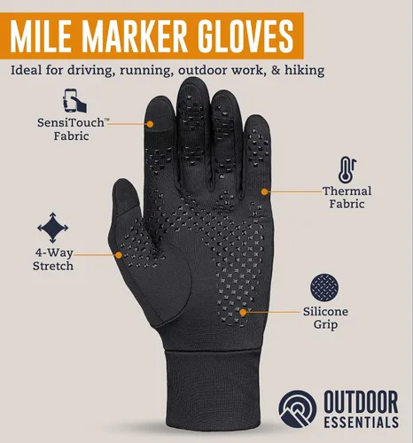 Miniatura 3 de Guantes para correr con pantalla táctil, forro térmico de invierno para clima frío para hombres y mujeres, guantes negros delgados, ligeros