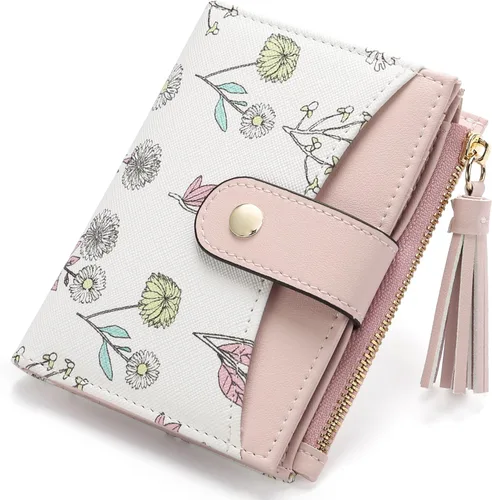 Miniatura 14 de yiijay Billetera pequeña para mujer, con bloqueo RFID, plegable, delgada, de cuero, para tarjetas de crédito, billetera pequeña con bolsillo