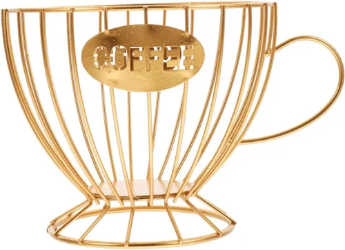 Miniatura 7 de HEMOTON Soporte para cápsulas de café, cesta de cápsulas de café, alambre de hierro, cesta de frutas, taza en forma de taza, contenedor