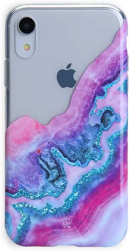 Miniatura 16 de Velvet Caviar Funda brillante iridiscente para iPhone XR, funda protectora estética para mujer (cuarzo ópalo azul)