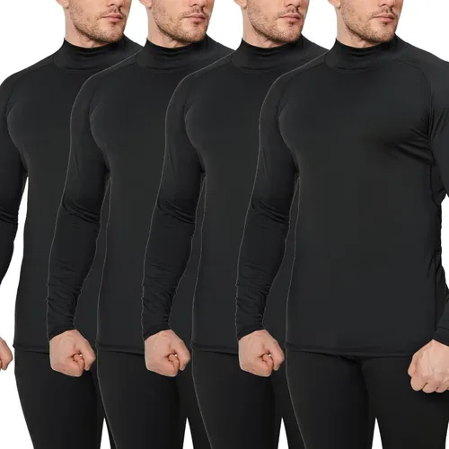 Miniatura 7 de Paquete de 5 o 4 camisetas térmicas de manga larga con cuello alto falso para hombre