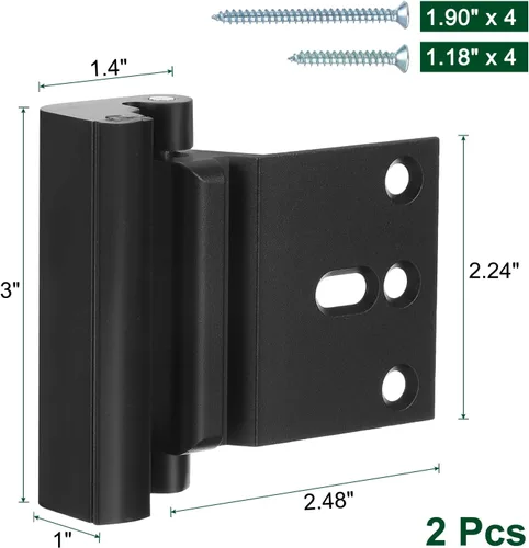 Miniatura 2 de uxcell Paquete de 2 cerraduras de seguridad para puerta para el hogar, cerradura de refuerzo de puerta de 3 pulgadas, soporta 800 libras, puertas