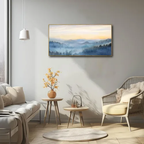 Miniatura 2 de YJYart Arte de pared de árbol para sala de estar, bosque y naturaleza, pintura de 20 x 40 pulgadas, enmarcado, paisaje, impresión en lienzo