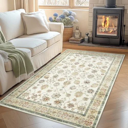 Miniatura 10 de jinchan Alfombra de Área 2x3 pies Lavable con Diseño Floral Vintage para Interiores, Tapetes Antideslizantes para Entrada, Alfombra Suave para Sala