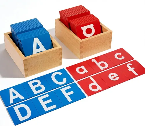 Miniatura 8 de Henoyso 3 juegos de letras de papel de lija con cajas inferiores y mayúsculas, papel de lija sensorial, letras táctiles del alfabeto para Brillante