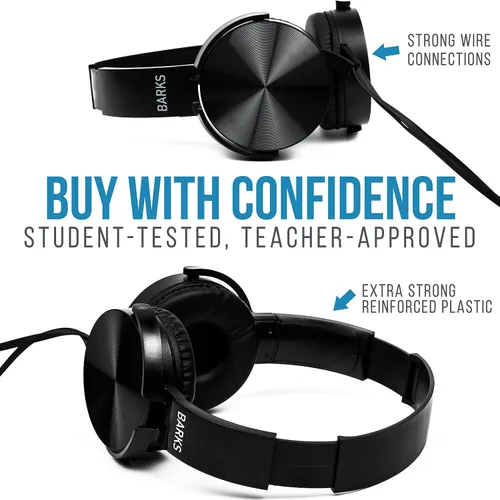 Miniatura 6 de Barks Auriculares para el aula (paquete de 10): Auriculares a granel para estudiantes de primera calidad: perfectos para niños, grados K-12