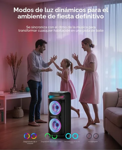 Miniatura 7 de GKD60 - Máquina de karaoke con 2 micrófonos inalámbricos para adultos, altavoz portátil de fiesta Bluetooth, sistema PA de potencia máxima de 500 W