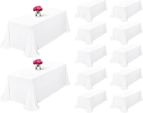 Miniatura 62 de Showgeous Paquete de 4 manteles rectangulares de poliéster de 60 x 102 pulgadas, resistentes a las arrugas, lavables, para bodas, mesas de comedor