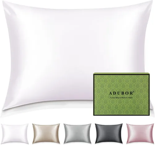 Miniatura 20 de Adubor Funda de almohada 100% de seda, fundas de almohada de seda de morera, 22 fibras de grado Momme 6A, funda de almohada de seda para la salud