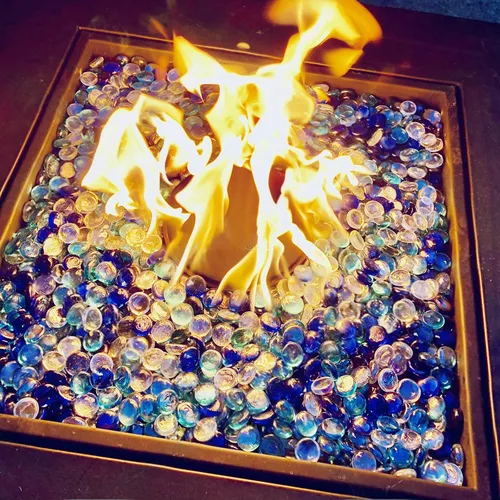 Miniatura 6 de FANTIAN Canicas de vidrio plano de 1 libra para jarrón, 100 piezas de guijarros de vidrio de color azul mezclado. Rocas de vidrio para rellenos