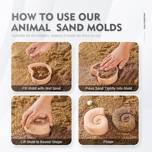 Miniatura 9 de MarcZero 11 juguetes de playa de silicona, modernos juguetes de playa para bebés, juego de playa apto para viajes, cubo de silicona, pala, 8 moldes