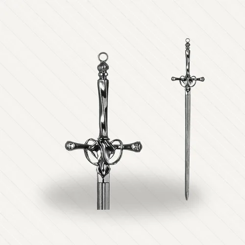 Miniatura 5 de Paquete de 2 pines de metal gris espada negra Wicca Witch Hair Stick Slide Renaissance Festival Hair Acceossories para mujeres 10