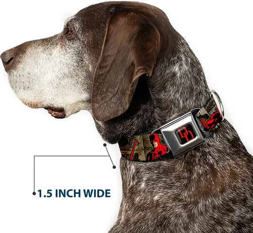 Miniatura 7 de Buckle-Down DAREDEVIL - Collar de perro con hebilla de cinturón de seguridad, posturas de acción, paneles cómics, grises/rojo, 1 pulgada de ancho