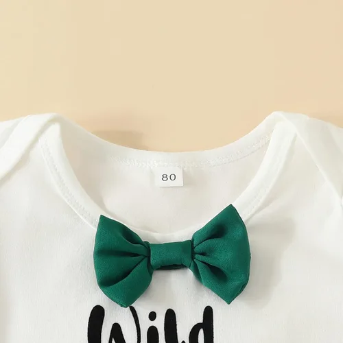 Miniatura 3 de Traje de primer cumpleaños para bebé niño Wild One Animal Bowtie Romper pantalones cortos con tirantes