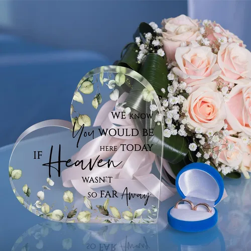 Miniatura 6 de Letrero de mesa conmemorativo para boda, con texto en inglés «We Know You Would Be Here Today If Heaven Wasn't So Far Away in Loving Memori», regalo