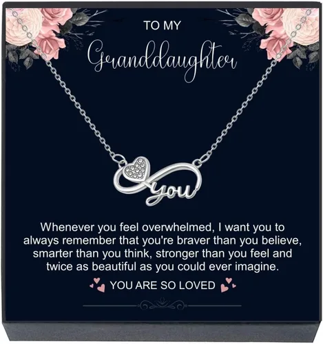 SheridanStar Regalos para nieta, collar con dije de corazón infinito, regalos para niñas, adolescentes, adolescentes, mujeres, adultos, regalos de
