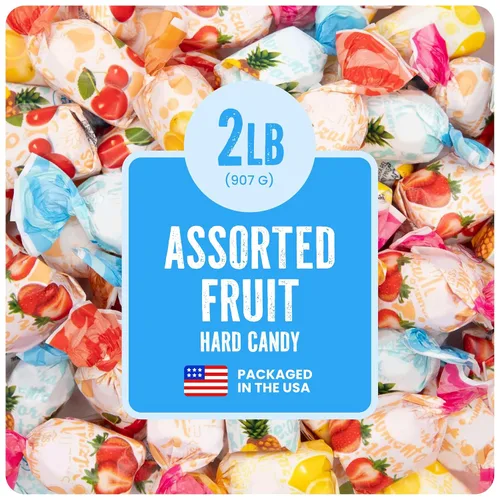 Miniatura 10 de Caramelos duros surtidos con frutas envueltos individualmente de Cambie, 1 lb de caramelo de fruta con un exterior duro deliciosamente dulce con un