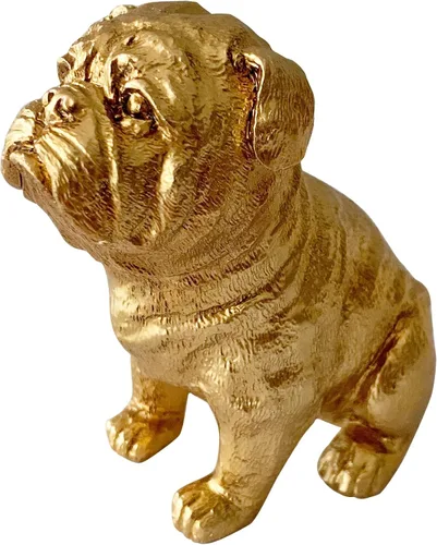 Estatua de perro dorado, figura de animal, decoración del hogar, escultura de perro para estantería de escritorio de oficina en casa