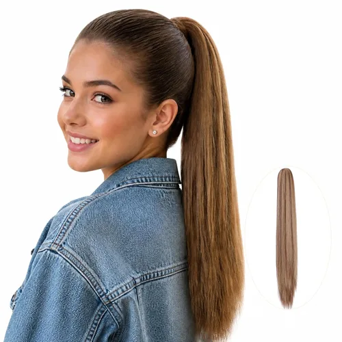 Miniatura 15 de Colas de caballo con clip para mujer, extensión de cola de caballo rizada de 18 pulgadas, 20 pulgadas, extensiones de cabello ondulado, color rubio
