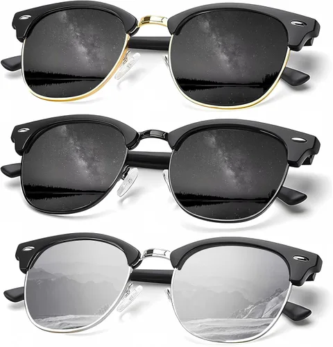 Miniatura 30 de KALIYADI - Gafas de sol polarizadas para hombres y mujeres unisex, marco semirretráctil, estilo retro, para conducir, con bloqueo UV