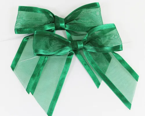 Miniatura 5 de Lazos de organza negros preatados con lazos giratorios. Paquete de 12 lazos de tela con bordes satinados hechos de cinta de 1-1/2 pulgadas. El lazo