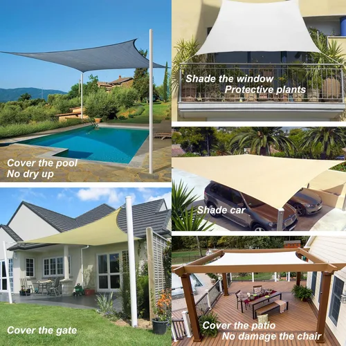 Miniatura 7 de Toldo tipo vela para patios, pérgolas, patios traseros, jardines y exteriores, rectangular, tela para sombra que bloquea los rayos ultravioleta, 6 x