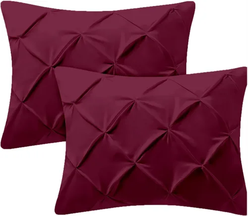 Miniatura 16 de Kotton Culture Juego de 2 fundas de almohada plisadas de 24 x 24 pulgadas, fundas de almohada decorativas, 100% algodón egipcio de 600 hilos, aptas