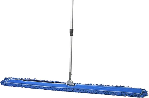 Miniatura 19 de Trapeador de polvo comercial rojo de 48 pulgadas y barredora de piso con mango extensible, trapeador para limpieza de suelos de madera dura