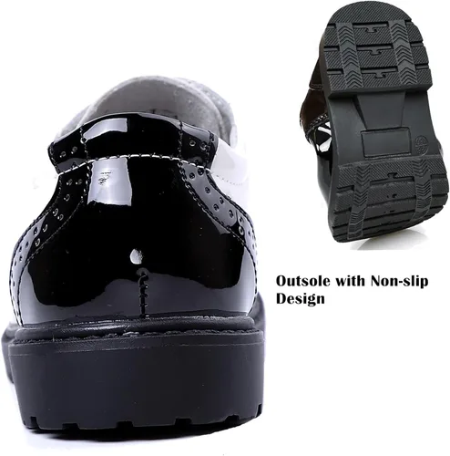Miniatura 5 de DADAWEN Zapatos de uniforme escolar con cordones para niños y niñas, cómodos zapatos de vestir Oxford (bebéniño pequeñoniño grande)