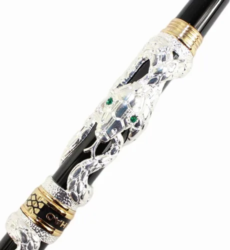 Miniatura 7 de Gullor Bolígrafo Rollerball Negro y Plata Antigua Serpiente Patrón 3D (blanco y negro)