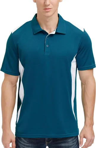 MOHEEN Polo de manga corta para hombre absorbe la humedad con bloques de color corte clásico atlético casual para golf tenis