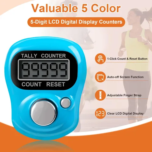 Miniatura 2 de Amble Contador de clicker con diamantes de imitación, contador de contador de 5 dígitos, clickers para vuelta, lanzamiento, golf, tejido, conteo