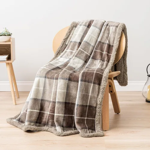 Miniatura 2 de PAVILIA Premium Manta de vellón sherpa a cuadros súper suave, acogedora, afelpada, microfibra ligera, reversible para sofá y cama, para todas