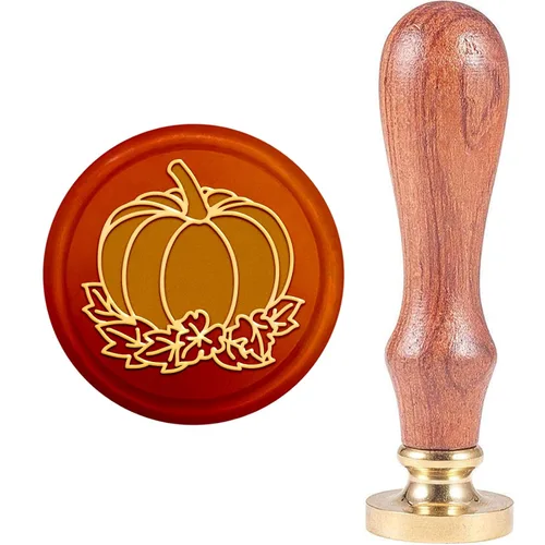 MAYJOYDIY Sello de cera de calabaza de Acción de Gracias, para Halloween, otoño, hojas de arce, sello de cera de sellado de hojas de arce de 0.984