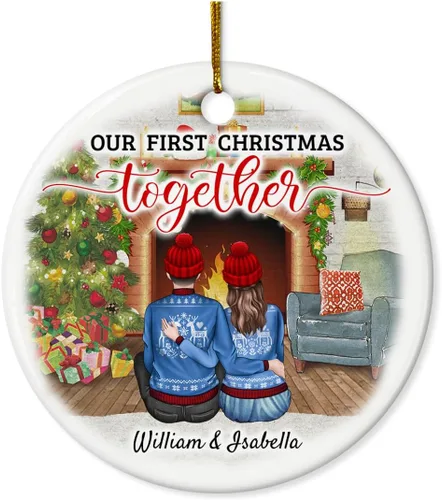 Miniatura 24 de Adorno personalizado de primera Navidad para casados, adornos de cerámica de Navidad con foto foto boda matrimonio nombre personalizado recuerdo 1ª