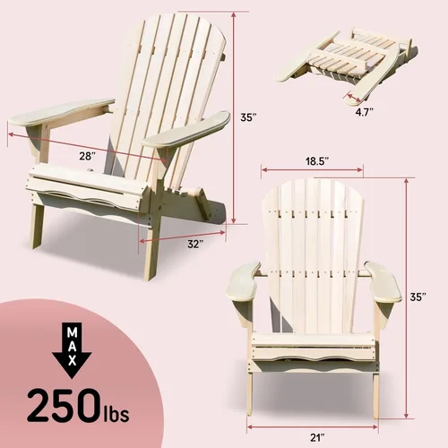 Miniatura 2 de northbeam Silla Adirondack plegable – Kit de silla Adirondack de exterior compuesto resistente a la intemperie para patio, césped y patio trasero