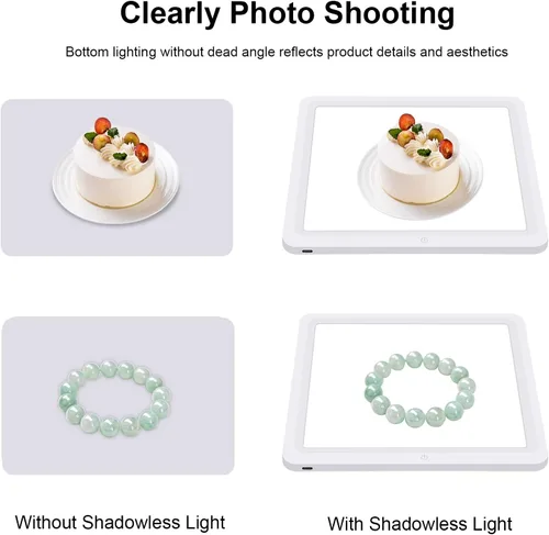 Miniatura 3 de PULUZ Panel de luz sin sombras para fotografía de 11.4 in, luz de relleno LED ultra brillante, panel de fondo, luz inferior táctil, caja de fotos