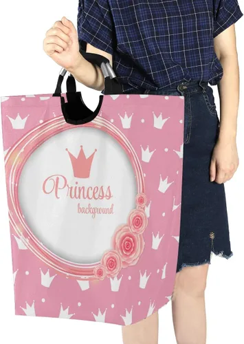 Miniatura 7 de Cesta de lavandería con corona de princesa, cesta de tela plegable, cesta de lavado, bolsa de ropa plegable para el día de la madre