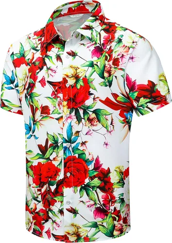 Miniatura 26 de SheLucki - Camisa hawaiana para hombre, unisex, de manga corta, con botones, para la playa y el verano, ropa casual estampada con sombra de palmas