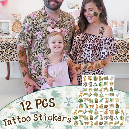 Miniatura 5 de Regalos de fiesta de guepardo, pulseras con temática de guepardo, llaveros, insignia, tatuajes temporales, bolsas de regalo para niños, leopardo