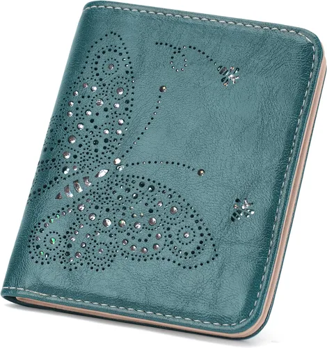 Miniatura 10 de KITEVIUN Pequeña cartera RFID para mujer, ultrafina, delgada, mini, compacta, plegable, con bolsillo, para mujer, púrpura (01-purple)