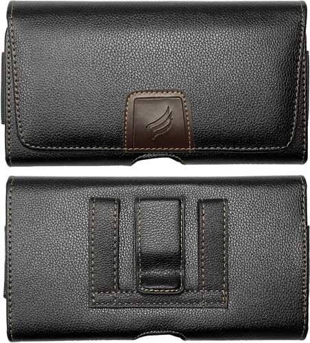 Funda de cuero para teléfono celular T-Mobile REVVLRY+, REVVL 4, AT&T Fusion Z, Motivate, Jitterbug Smart3, Kyocera DuraSport 5G – Funda horizontal