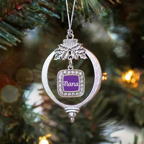 Miniatura 3 de Inspired Silver - Nana púrpura - Adorno de Navidad plateado - Adorno cuadrado para árbol de Navidad con circonita cúbica - Decoración colgante
