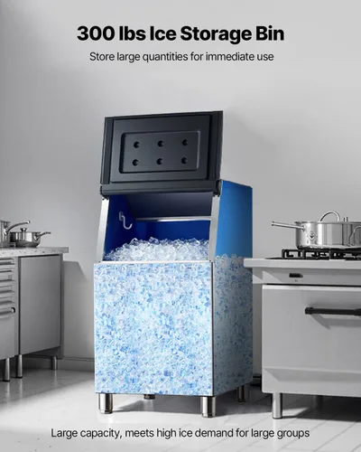 Miniatura 2 de VEVOR Cubo de almacenamiento comercial para máquina de hielo, capacidad de 300 libras, de acero inoxidable, contenedor de almacenamiento de hielo
