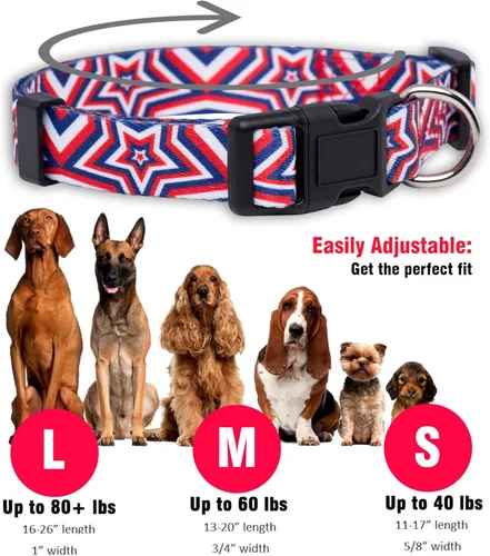 Miniatura 3 de Native Pup Collar de Perro con Bandera Americana - Rojo, Blanco y Azul - Collares Patrióticos para el 4 de Julio, EE.UU. - Ajustable para Perros