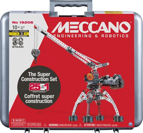 MECCANO, Super Construction - Juego de construcción motorizado 25 en 1, juguete educativo STEAM, 638 piezas, para edades de 10 años en adelante