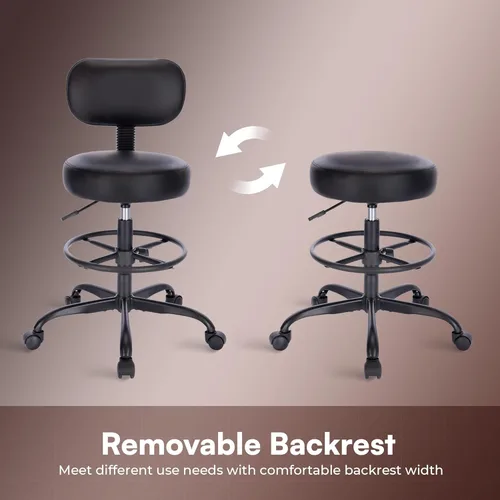 Miniatura 4 de SUPERJARE Silla de dibujo con respaldo, taburete con reposapiés ajustable, silla de escritorio de oficina multiusos, cojín de asiento grueso