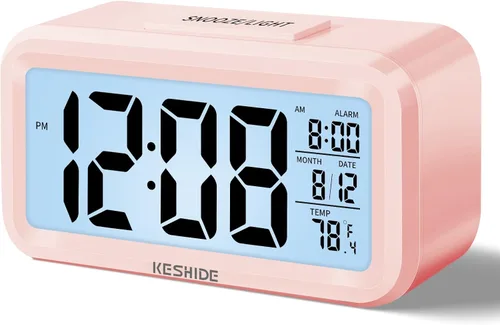 Miniatura 10 de Reloj despertador digital a pilas con temperatura interior, reloj pequeño de escritorio, modelo de repetición, pantalla de 12/24 horas para Negro